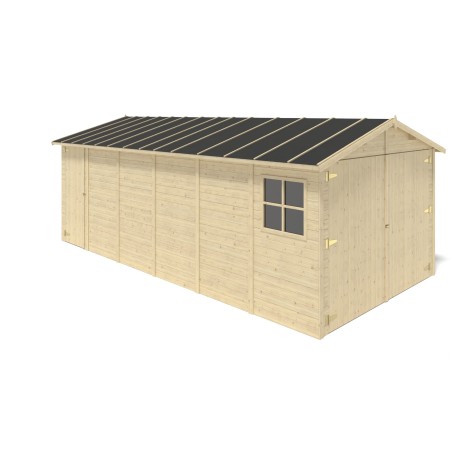Houten garage 18.19 m² - 3.05x5.91 m - 18 mm - Kleur: transparant