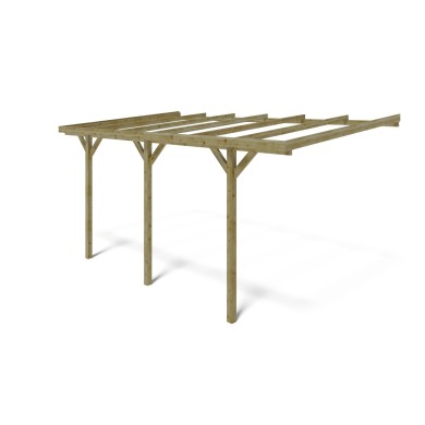 Carport, garageschuilplaats - 3x5.24 m - 15 m² - gemonteerd aan de muur van het gebouw