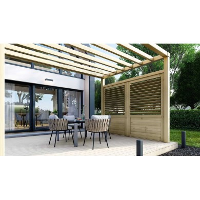 Houten schutting / lamellenpaneel – set – bruin geïmpregneerd