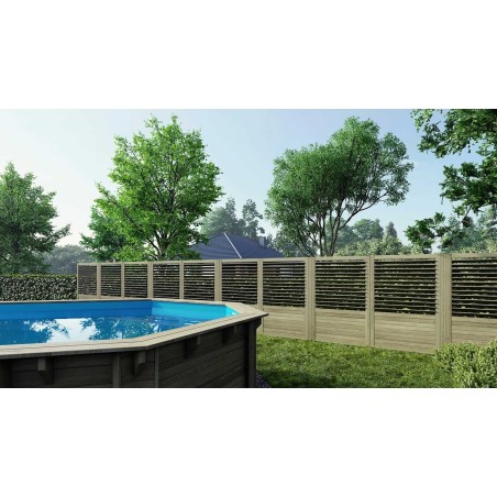 Houten schutting / lamellenpaneel – set – bruin geïmpregneerd