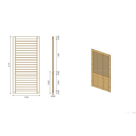 Paneel voor prieel met lamellen 1,01 × 2,17 m