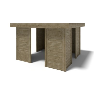 Tuinprieel 4.04x4.04 m met panelen - Geïmpregneerd