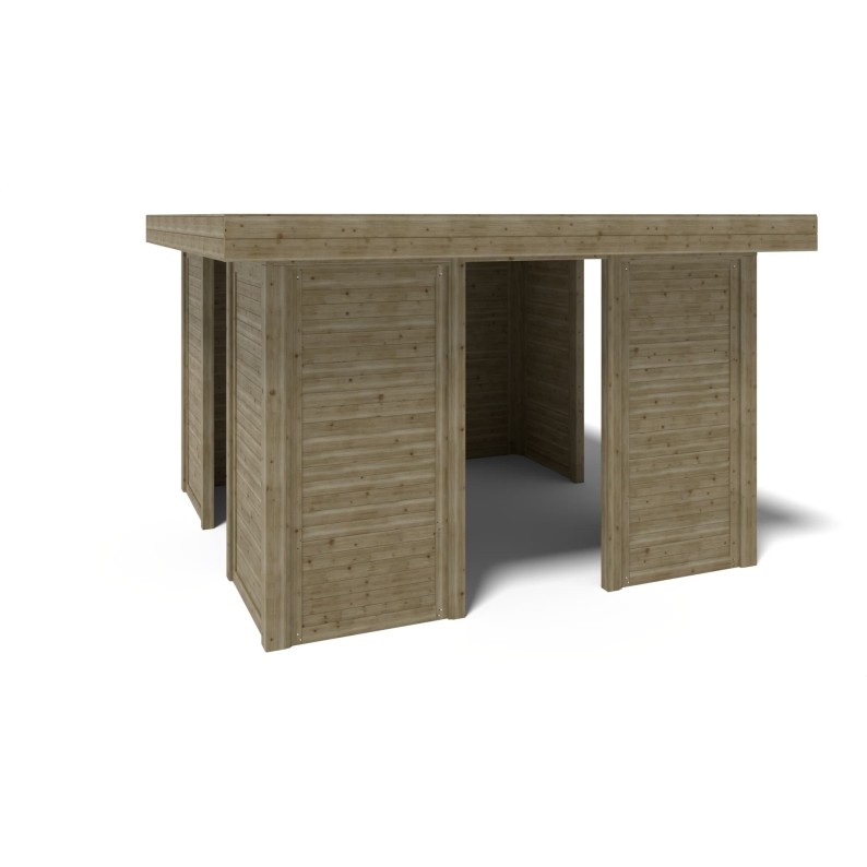 Tuinprieel 4.04x4.04 m met panelen - Geïmpregneerd