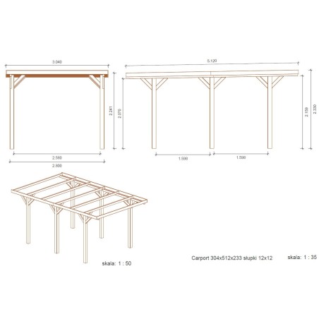 Carport, garageschuilplaats - 3.04x5.12 m - 15.56 m²