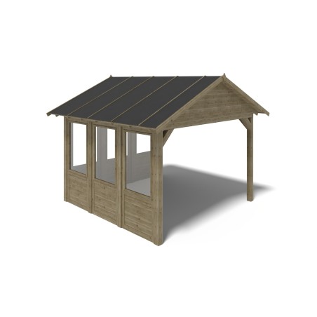 Tuinprieel 4.04x4.04 m met panelen - Geïmpregneerd