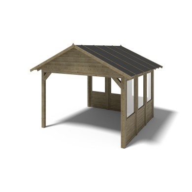 Tuinprieel 4.04x4.04 m met panelen - Geïmpregneerd