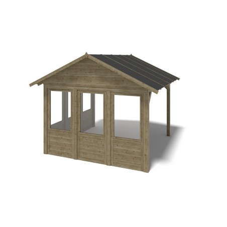 Tuinprieel 4.04x4.04 m met panelen - Geïmpregneerd