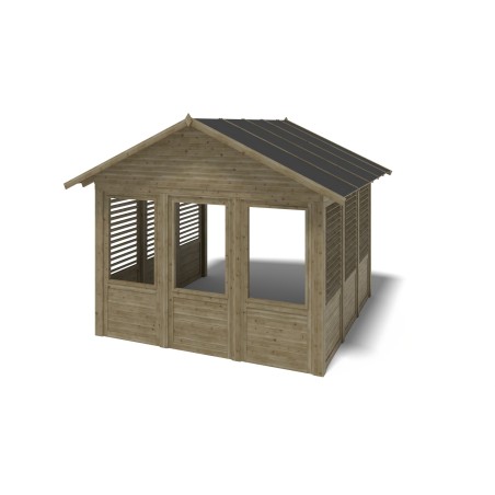 Tuinprieel 4.04x4.04 m met panelen - Geïmpregneerd