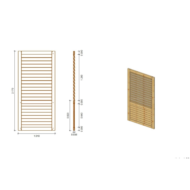 Tuinprieel 4.04x4.04 m met panelen - Geïmpregneerd