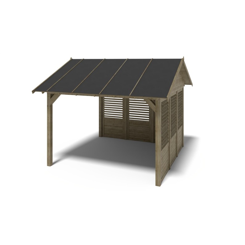 Tuinprieel 4.04x4.04 m met panelen - Geïmpregneerd