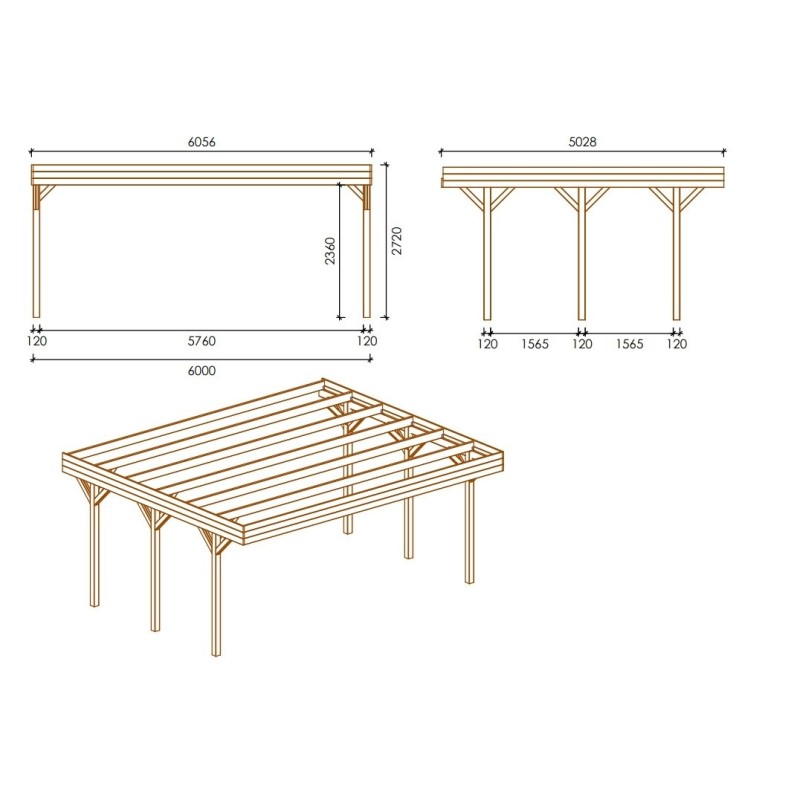 Carport, garageschuilplaats - 6.06x5.03 m - 30.48 m²