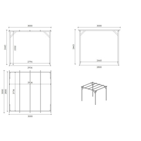 Carport, garageschuilplaats - 3x3 m - 9 m²