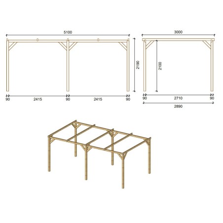 Carport, garageschuilplaats - 3x5.1 m - 15.3 m²