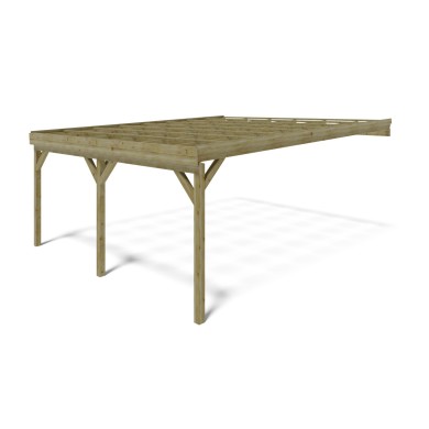 Carport, garageschuilplaats - 5.8x5.06 m - 29 m² - gemonteerd aan de muur van het gebouw