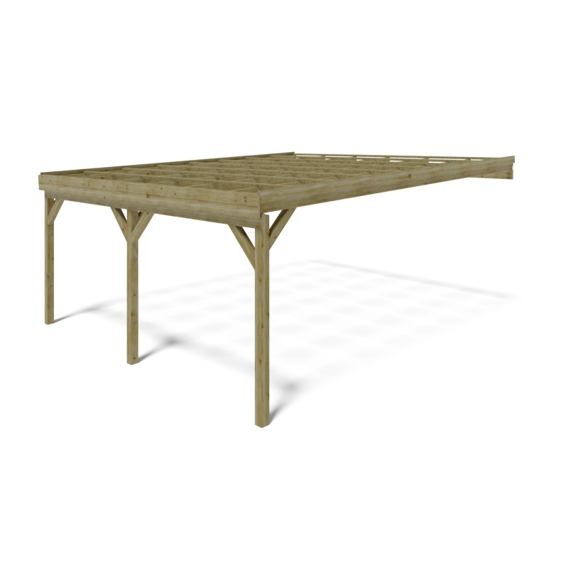 Carport, garageschuilplaats - 5.8x5.06 m - 29 m² - gemonteerd aan de muur van het gebouw