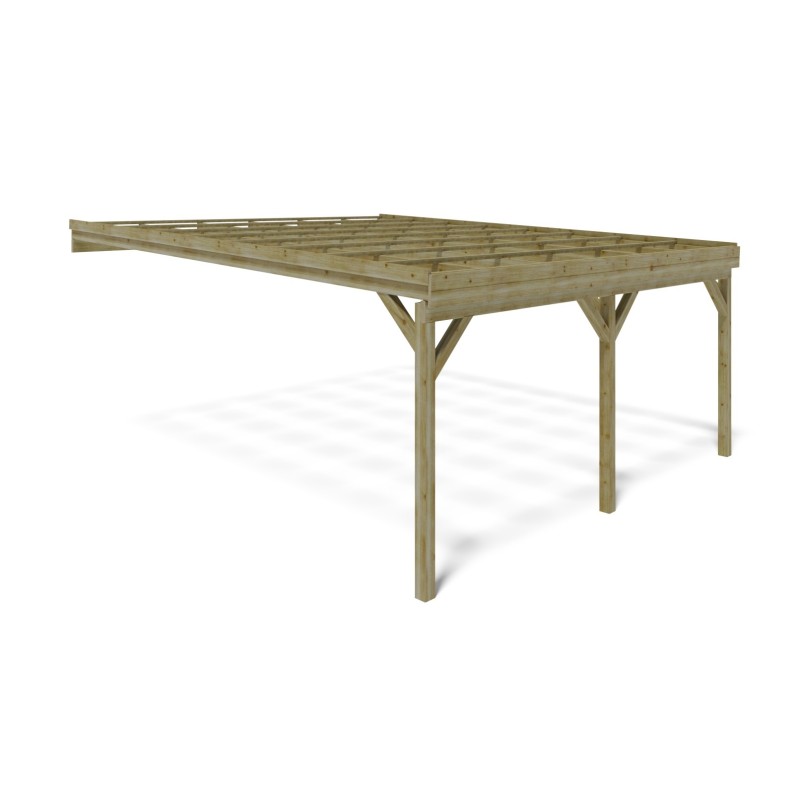 Carport, garageschuilplaats - 5.8x5.06 m - 29 m² - gemonteerd aan de muur van het gebouw