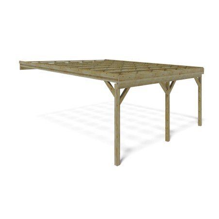 Carport, garageschuilplaats - 5.8x5.06 m - 29 m² - gemonteerd aan de muur van het gebouw