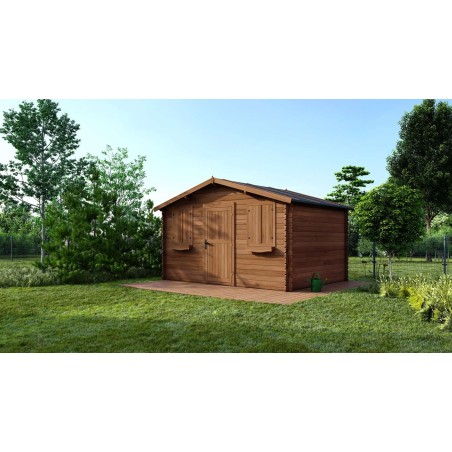 Tuinhuis Wenen 400x300 cm | Bruin geïmpregneerd | Enkele deur