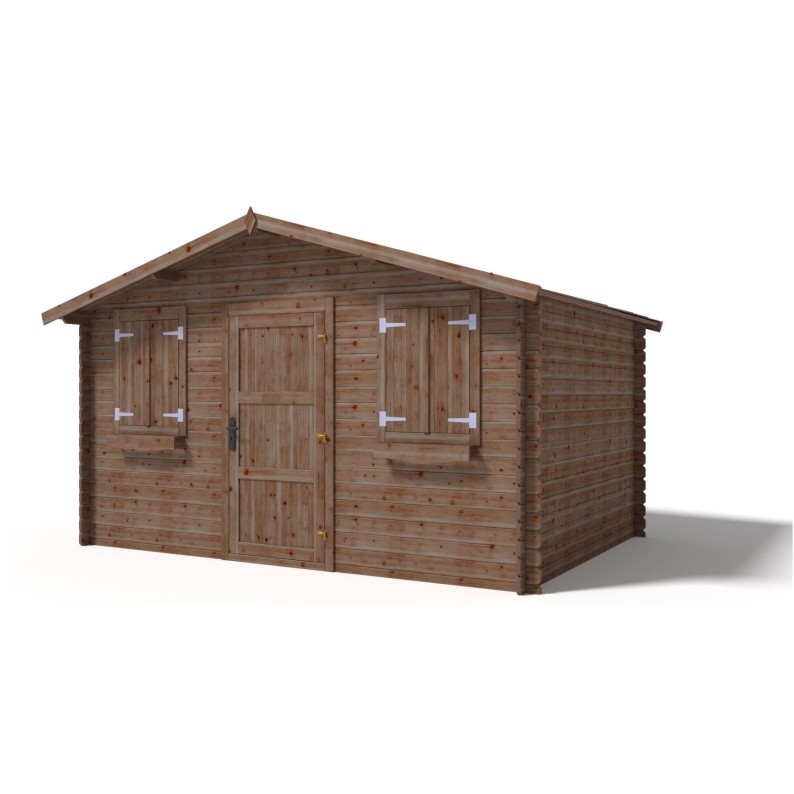 Tuinhuis Wenen 400x300 cm | Bruin geïmpregneerd | Enkele deur