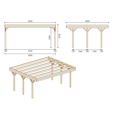 Carport, garageschuilplaats - 6.06x5.03 m - 30 m² - PVC-afdekking